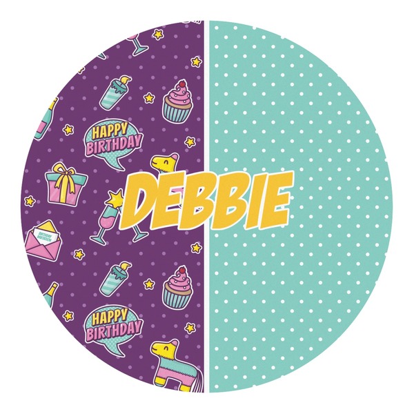 Custom Pinata Birthday Round Decal - Large (Personalized)