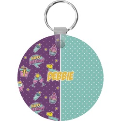 Pinata Birthday Round Plastic Keychain (Personalized)
