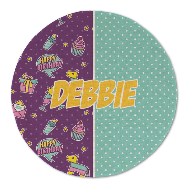 Custom Pinata Birthday Round Linen Placemat - Single Sided (Personalized)