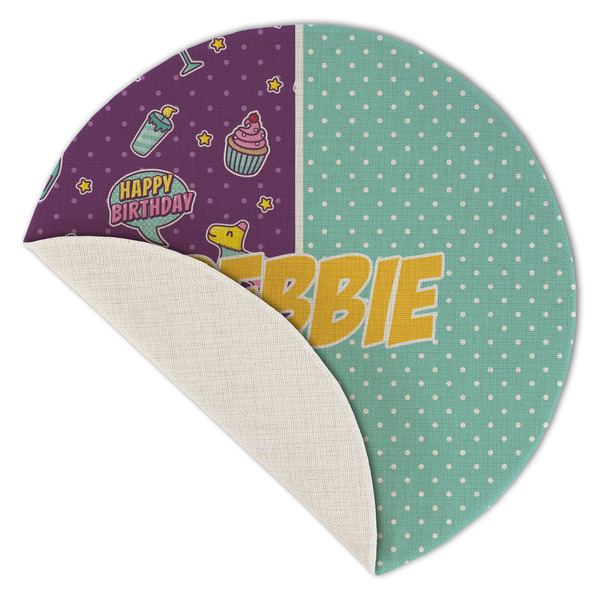 Pinata Birthday Round Linen Placemats - Front (folded corner single sided)