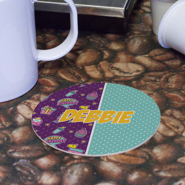 Pinata Birthday Round Paper Coaster - Front