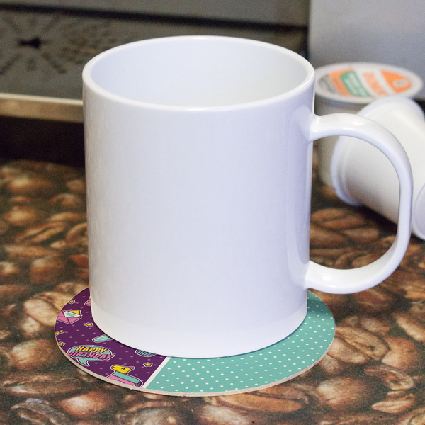 Pinata Birthday Round Paper Coaster - With Mug