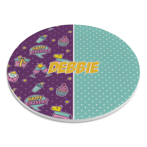 Pinata Birthday Round Stone Trivet - Angle View