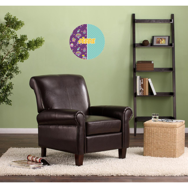 Pinata Birthday Round Wall Decal on Living Room Wall