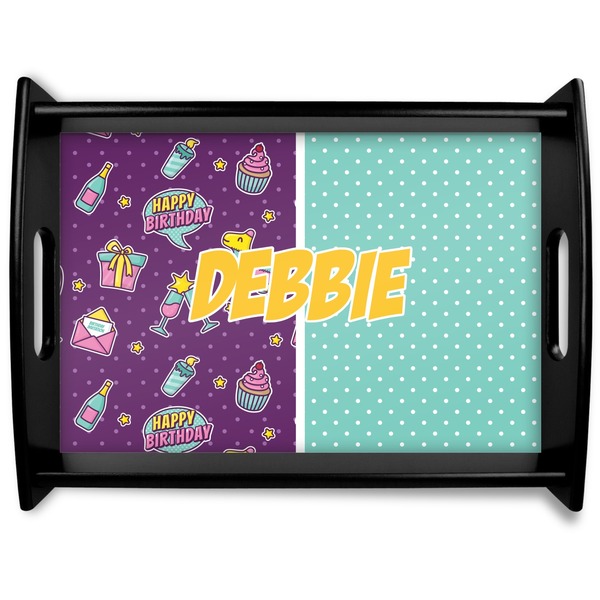 Custom Pinata Birthday Black Wooden Tray - Large (Personalized)