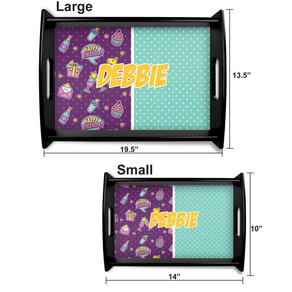 Pinata Birthday Serving Tray Black Sizes