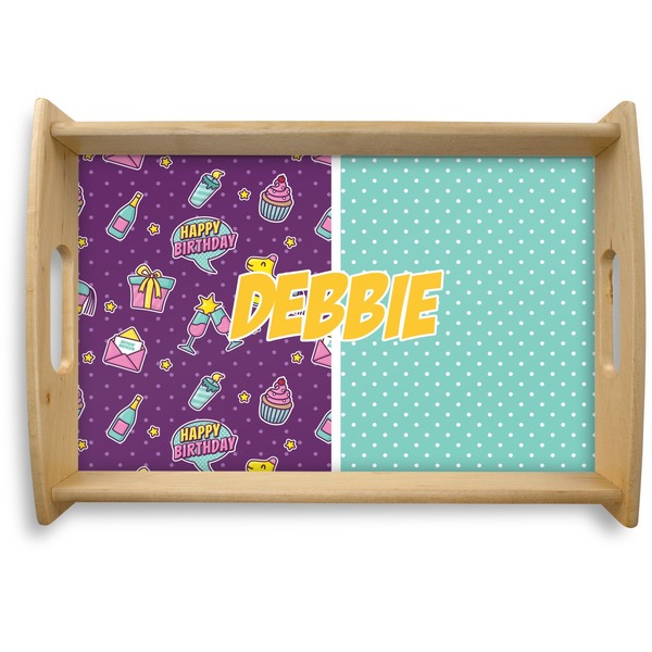 Custom Pinata Birthday Natural Wooden Tray - Small (Personalized)