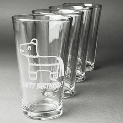 Pinata Birthday Pint Glasses - Engraved (Set of 4) (Personalized)