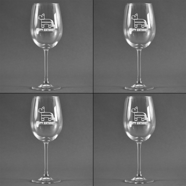 Pinata Birthday Set of Four Personalized Wineglasses (Approval)