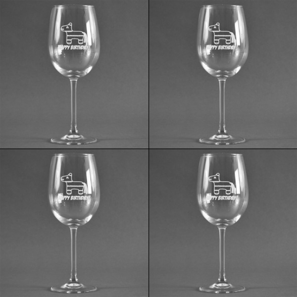 Pinata Birthday Set of Four Personalized Wineglasses (Approval)