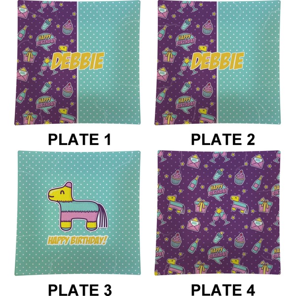 Pinata Birthday Set of Square Dinner Plates (Approval)