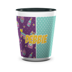 Pinata Birthday Ceramic Shot Glass - 1.5 oz - Two Tone - Set of 4 (Personalized)