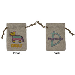 Pinata Birthday Small Burlap Gift Bag - Front & Back (Personalized)