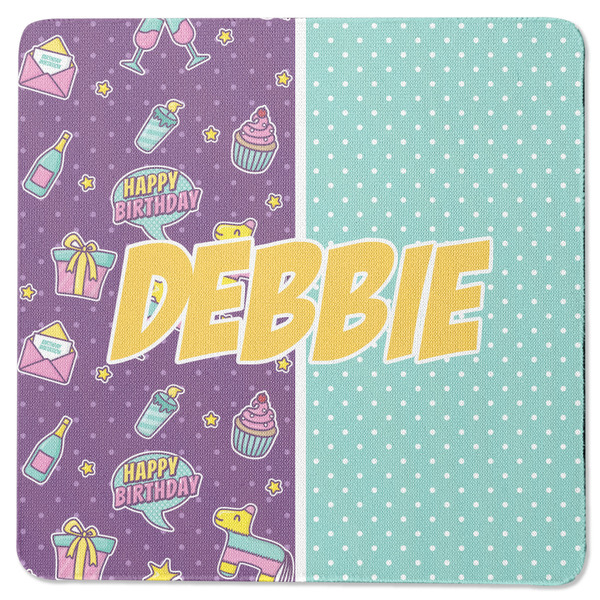 Custom Pinata Birthday Square Rubber Backed Coaster (Personalized)