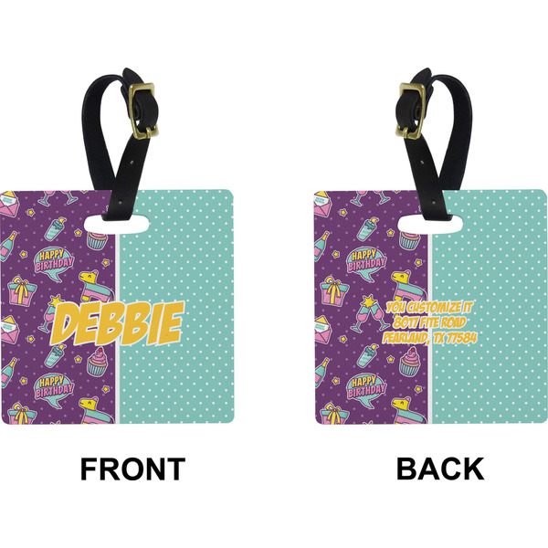 Pinata Birthday Square Luggage Tag (Front + Back)