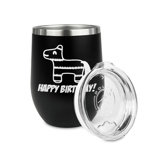 Pinata Birthday Stainless Wine Tumblers - Black - Single Sided - Alt View