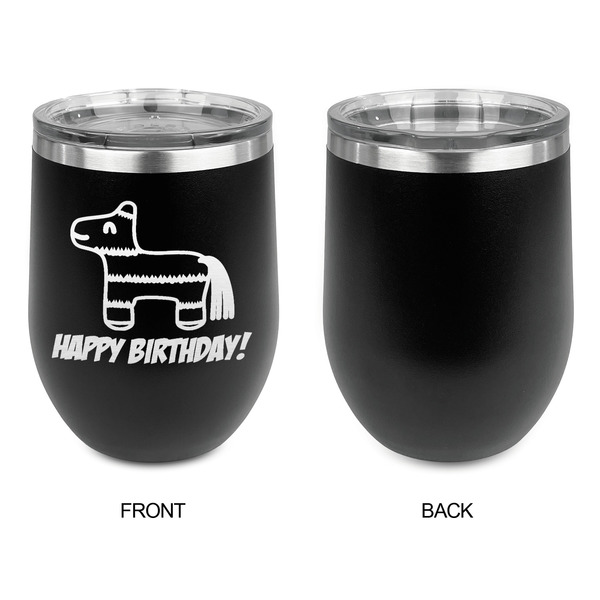 Pinata Birthday Stainless Wine Tumblers - Black - Single Sided - Approval