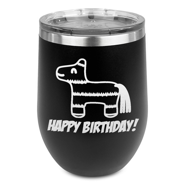 Custom Pinata Birthday Stemless Stainless Steel Wine Tumbler - Black - Single Sided (Personalized)