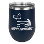 Pinata Birthday Stemless Stainless Steel Wine Tumbler - Navy - Single Sided (Personalized)