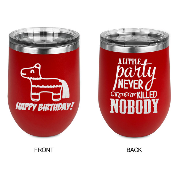 Pinata Birthday Stainless Wine Tumblers - Red - Double Sided - Approval