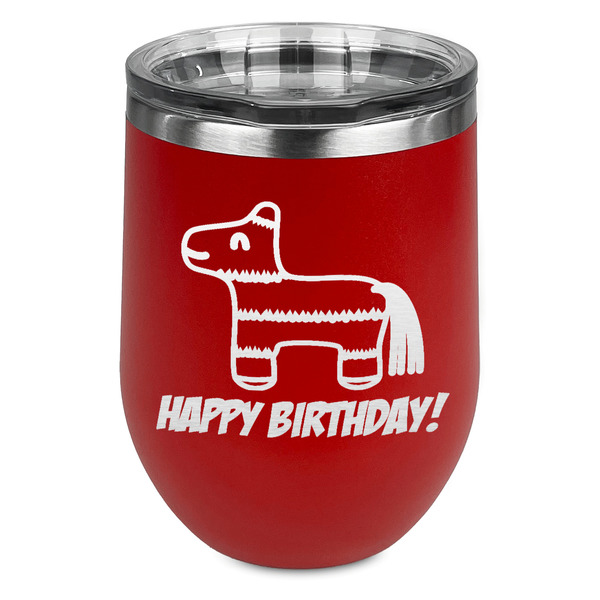 Custom Pinata Birthday Stemless Stainless Steel Wine Tumbler - Red - Double Sided (Personalized)