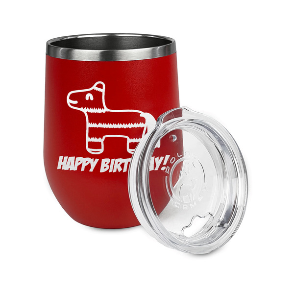Pinata Birthday Stainless Wine Tumblers - Red - Single Sided - Alt View