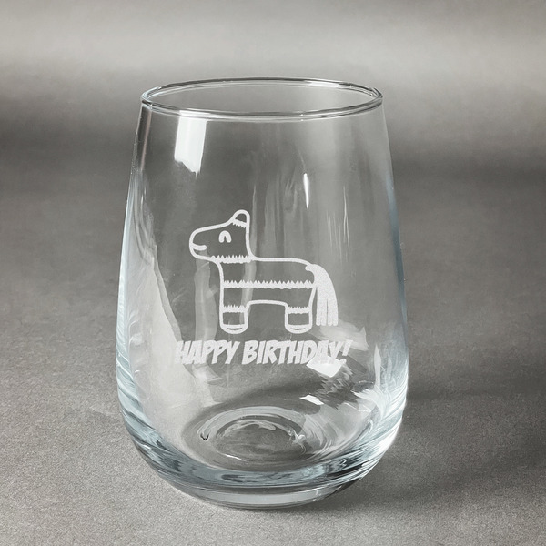 Custom Pinata Birthday Stemless Wine Glass - Engraved (Personalized)