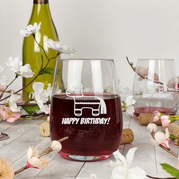 Pinata Birthday Stemless Wine Glass - In Context