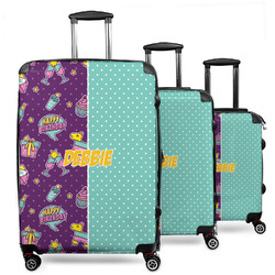 Pinata Birthday 3 Piece Luggage Set - 20" Carry On, 24" Medium Checked, 28" Large Checked (Personalized)