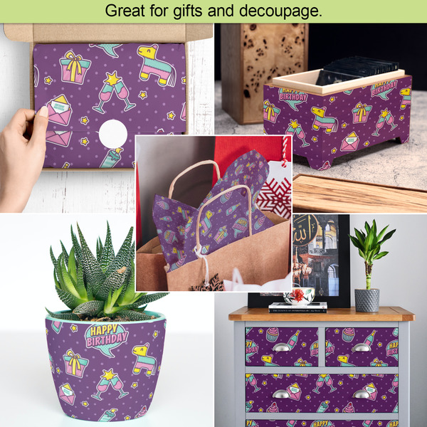 Pinata Birthday Tissue Paper - In Use Collage