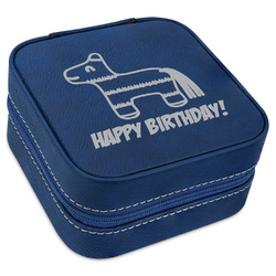 Pinata Birthday Travel Jewelry Box - Navy Blue Leather (Personalized)