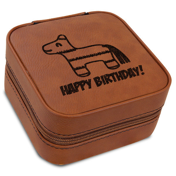 Custom Pinata Birthday Travel Jewelry Box - Rawhide Leather (Personalized)