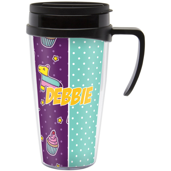 Custom Pinata Birthday Acrylic Travel Mug with Handle (Personalized)
