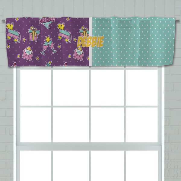 Pinata Birthday Valance - Closeup on window