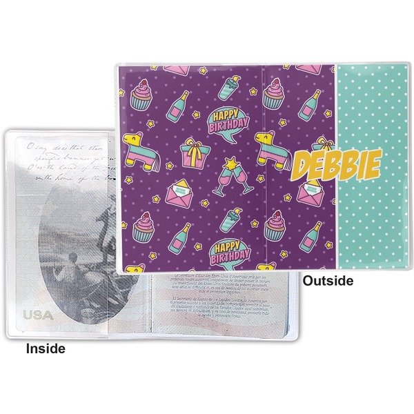 Pinata Birthday Vinyl Passport Holder - Flat Front and Back