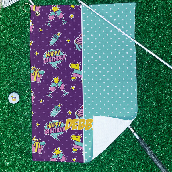 Pinata Birthday Waffle Weave Golf Towel - In Context