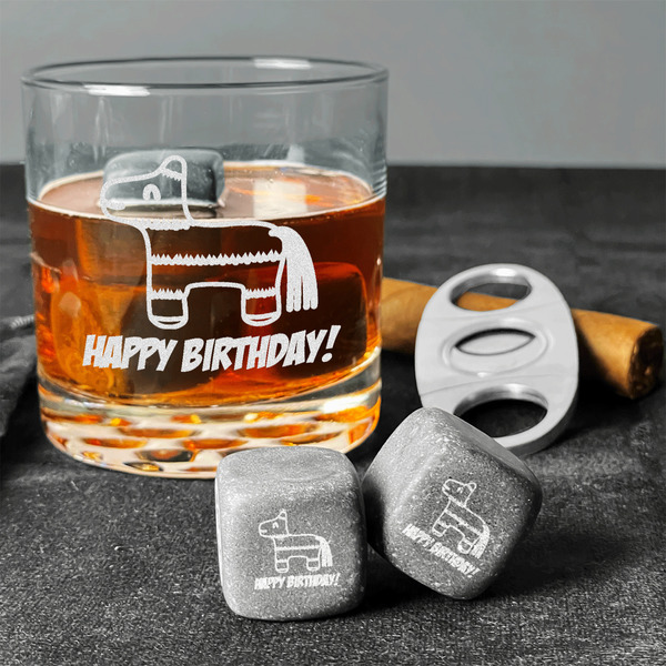 Pinata Birthday Whiskey Stones - Set of 9 - In Context