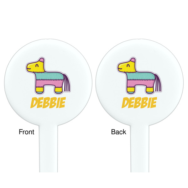 Pinata Birthday White Plastic 7" Stir Stick - Double Sided - Round - Front & Back