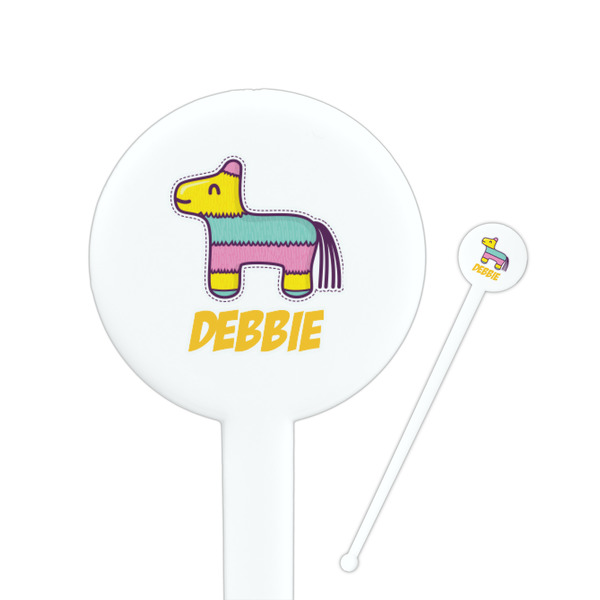 Custom Pinata Birthday Round Plastic Stir Sticks (Personalized)