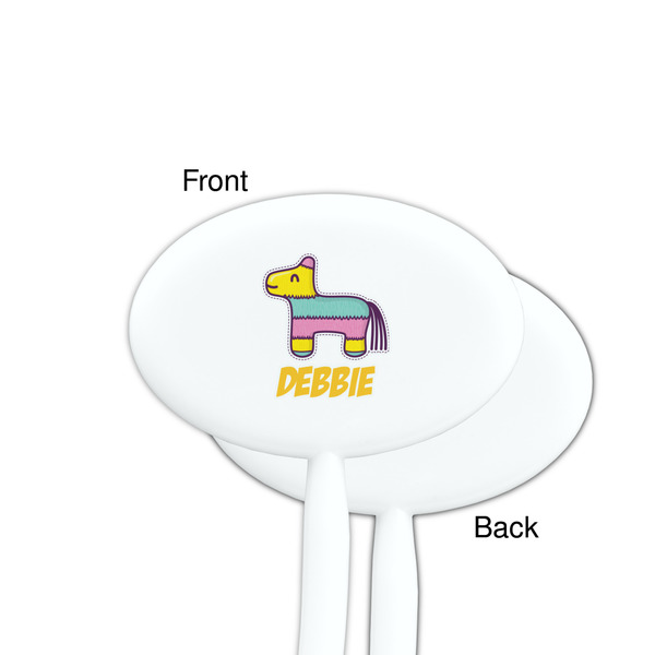 Pinata Birthday White Plastic 7" Stir Stick - Single Sided - Oval - Front & Back