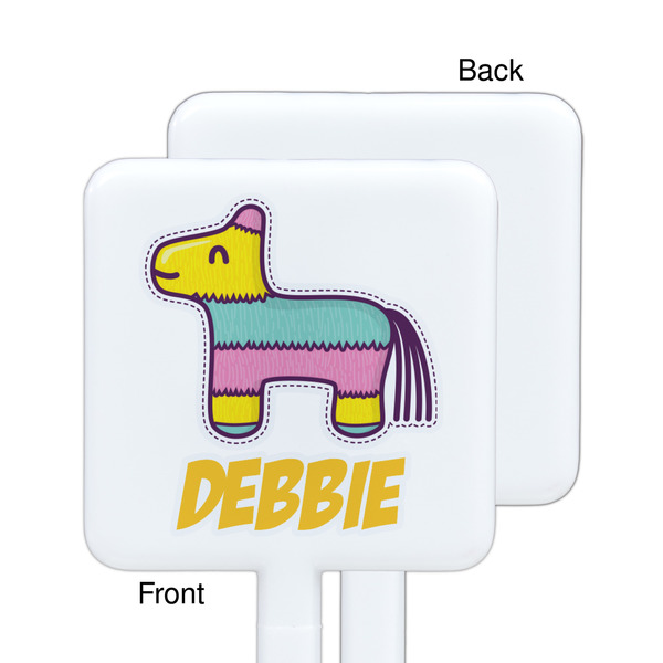 Pinata Birthday White Plastic Stir Stick - Single Sided - Square - Approval