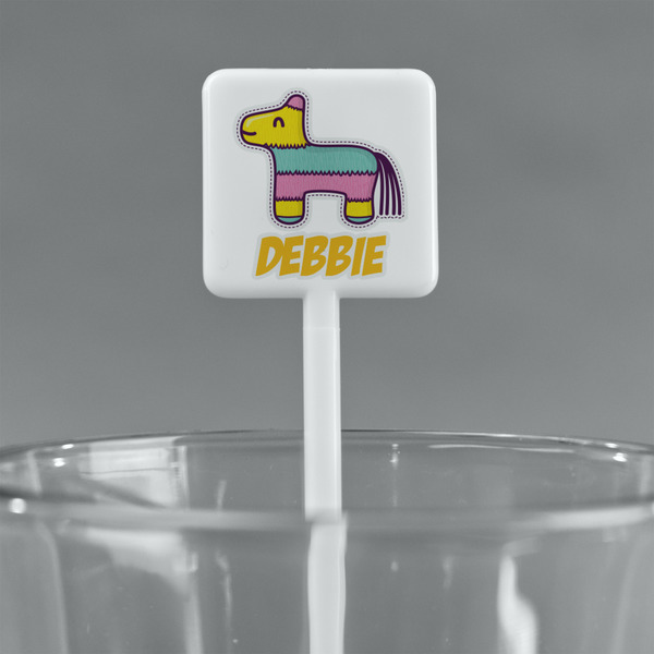 Pinata Birthday White Plastic Stir Stick - Square - Main