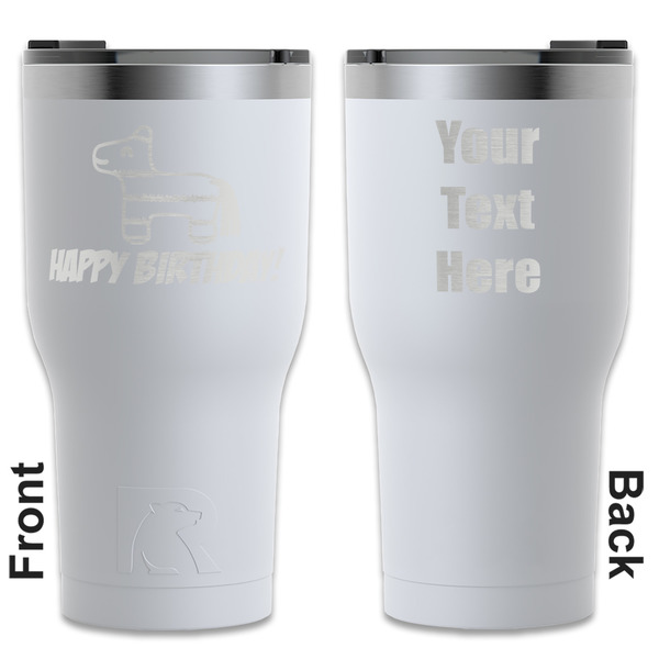 Custom Pinata Birthday RTIC Tumbler - White - Engraved Front & Back (Personalized)