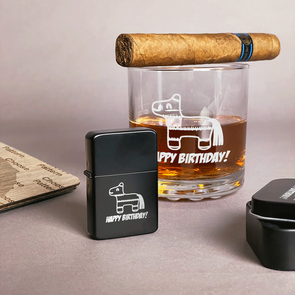 Pinata Birthday Windproof Lighters - Black - In Context