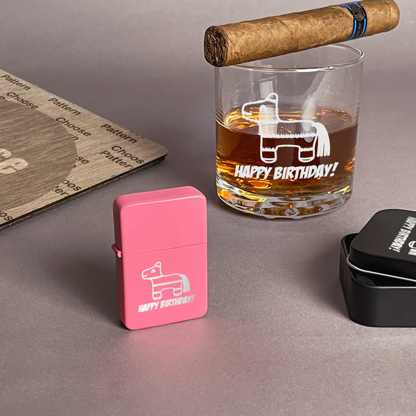 Pinata Birthday Windproof Lighters - Pink - In Context