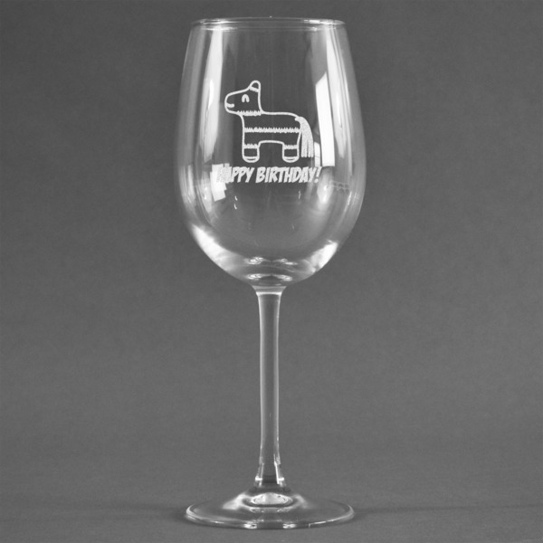 Custom Pinata Birthday Wine Glass - Engraved (Personalized)
