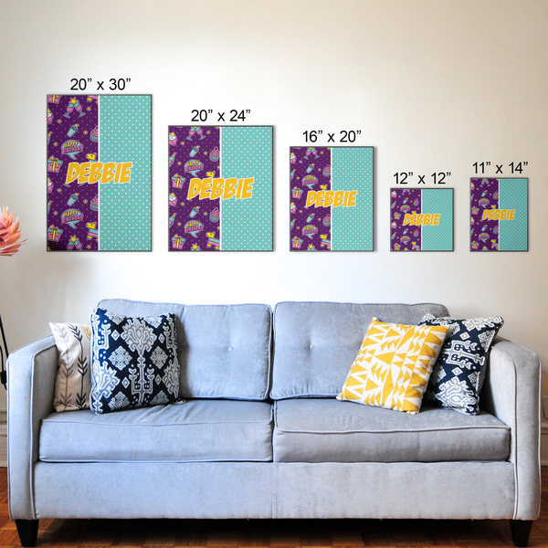 Pinata Birthday Wood Prints - Size Comparison