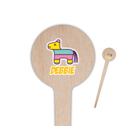 Pinata Birthday 4" Round Wooden Food Picks - Single Sided (Personalized)