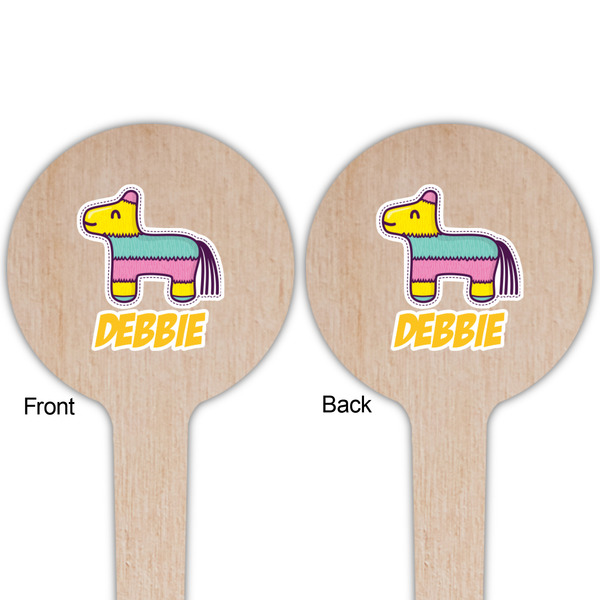Pinata Birthday Wooden 4" Food Pick - Round - Double Sided - Front & Back