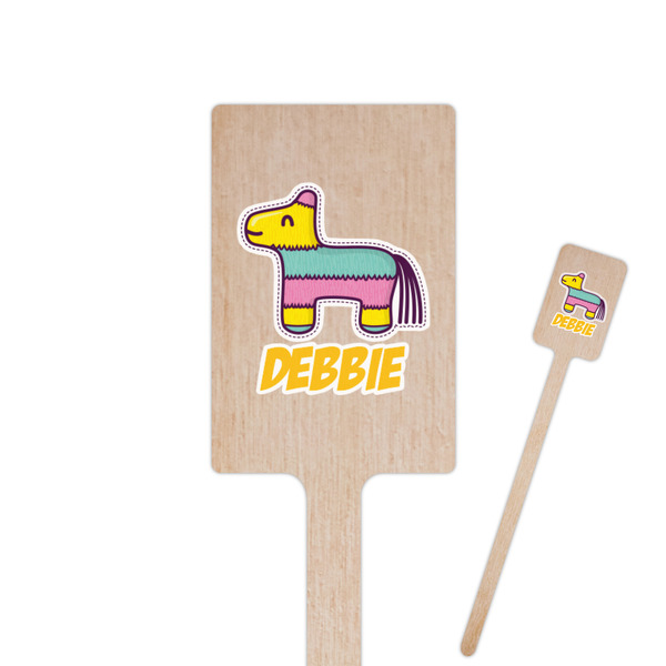 Custom Pinata Birthday 6.25" Rectangle Wooden Stir Sticks - Double Sided (Personalized)